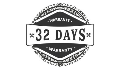32 days warranty icon vintage rubber stamp guarantee