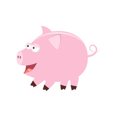 Cute cartoon pig. Farm animals. Vector illustration isolated on 