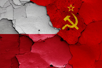 flags of Poland and Soviet Union