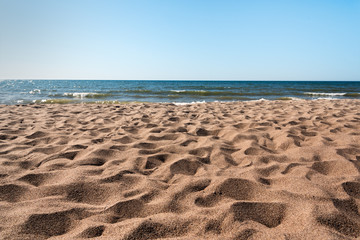 Coarse sand on Baltic sea beach.