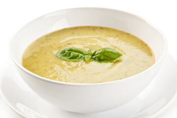 Vegetable soup on white background