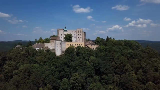 Aerial view of Buchlov royal castle, Moravia, Czech Republic