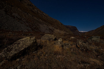Moonlight night in the Altai Mountains