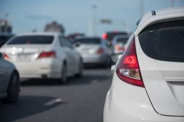 Fototapeta na wymiar traffic jam with row of cars