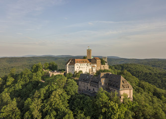 Fototapeta na wymiar Aerial view of the Wartburg castle near the town of Eisenach