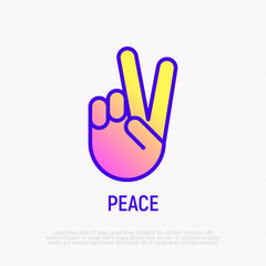 Peace or victory thin line icon. Modern vector illustration of hand gesture.