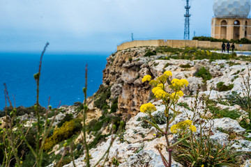 Photo of Radar station on Dingli Cliffs, Mediterranean Sea, Malta,