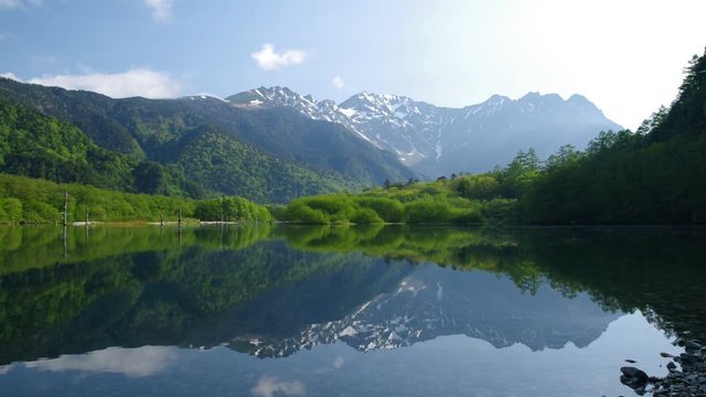 上高地　大正池と穂高連峰（新緑）
