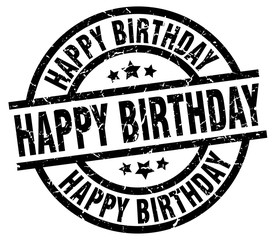 happy birthday round grunge black stamp