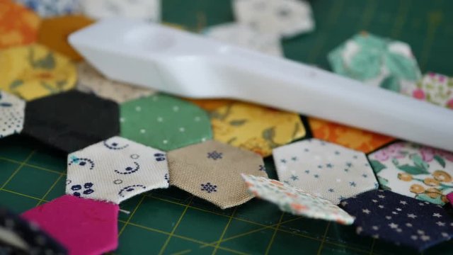 hexagon pieces textile fabric prepare for handmade patchwork