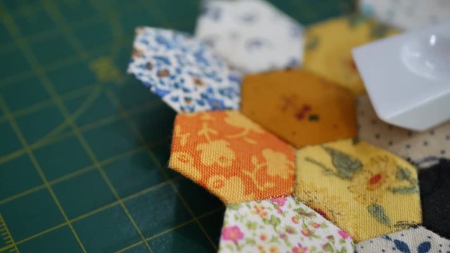 hexagon pieces textile fabric prepare for handmade patchwork