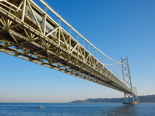 兵庫 舞子海上プロムナードから見る明石海峡大橋