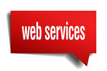 web services red 3d speech bubble