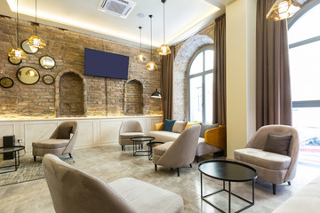 Hotel lobby lounge cafe interior