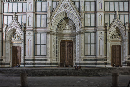 Architectural feature of the entrance doorway of Holy Cross church in Florence