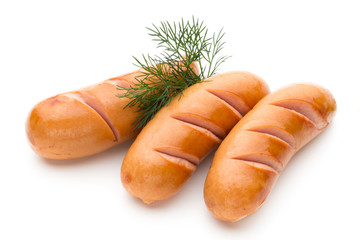 Pork sausage isolated on white background.