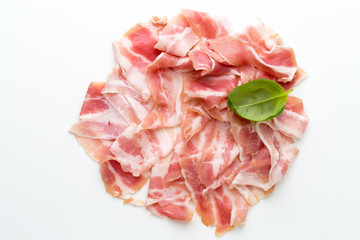 Fresh bacon on the isolated background.