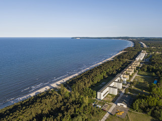 Obraz premium Aerial view of Prora, a beach resort built by Nazi Germany