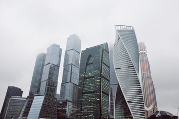 Fototapeta premium OCTOBER 1st, 2017 - Moscow International Business Center (Moscow City), Russia. View of business center at foggy autumn day
