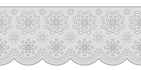 Decorative ornament for border of fabric. Stylized texture of embroidery, imitation satin stitch. Vector pattern for printing on fabric, clothes, hem of dress, cuff, collar. 
