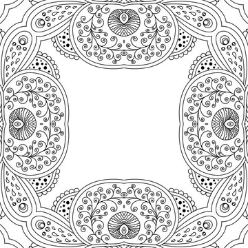 Vector template zentangle frame floral mandala for decorating greeting cards, coloring books, art therapy,  wedding invitation, brochure, flyer, poster, packaging, textile, notebook, cover.
