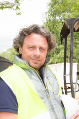 construction worker man using digger in site