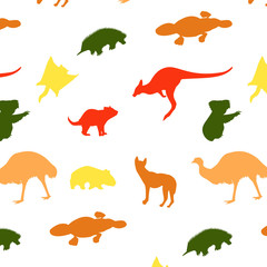 pattern with silhouettes of animals australia