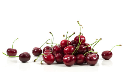 cherries on white background
