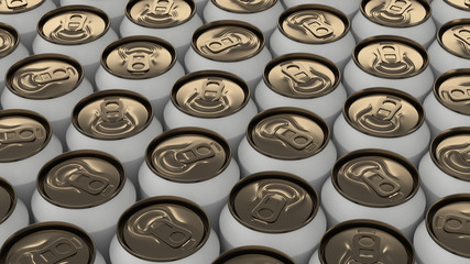 Big white soda cans on black background
