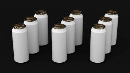 Raw of white soda cans