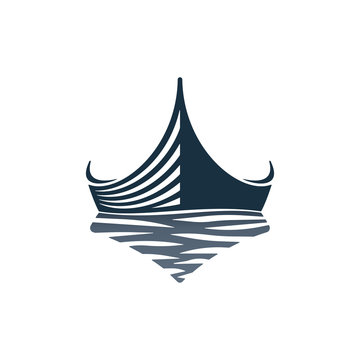 Boat and waves icon design