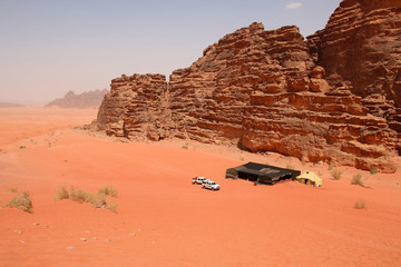 Red Sands of the canyon of Wadi Rum desert in Jordan. Wadi Rum also known as The Valley of the Moon...