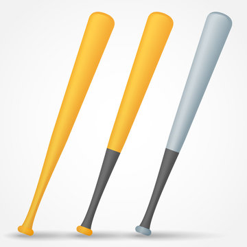 Set of baseball bats isolated on white background. Vector illustration.
