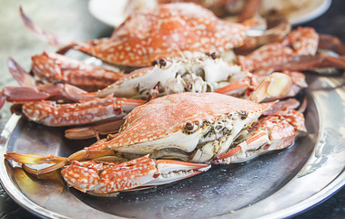 Steamed crab in a plate ready to eat.