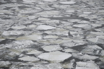 Texture of broken ice on the river
