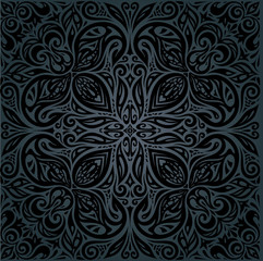 Black Background Floral decorative luxury vintage trend Mandala 