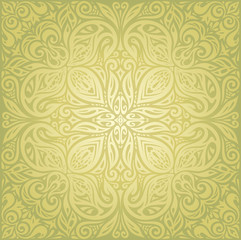 Green floral vintage wallpaper vector background design