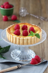 Tartelette mit Himbeeren, Tischdekoration