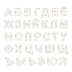 Russian alphabet hand draw doodle set