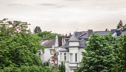 Fototapeta na wymiar Roof top view of typical German housing