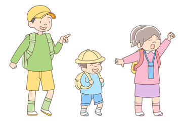 子ども3人_ハイキング