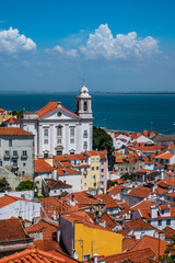 Fototapeta premium Lisbon sea panoramic cityscape view under the sun