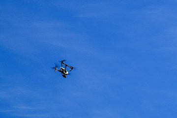 Fototapeta na wymiar Aircraft quadcopter, drone with high quality video camera.