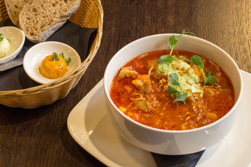 Lamb goulash soup with bread