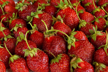 Scattering of dark red strawberry