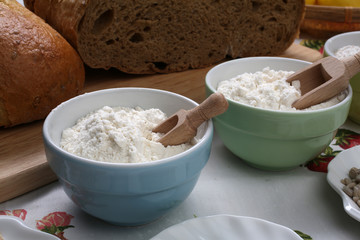Flour in a ceramic bowl