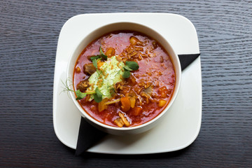 Goulash soup with lamb meat