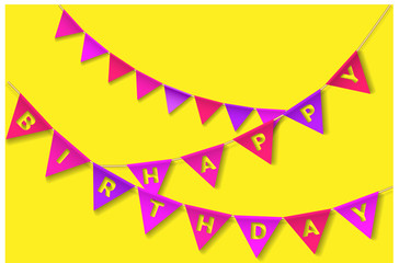 Multicolored Bunting. Happy Birthday flags