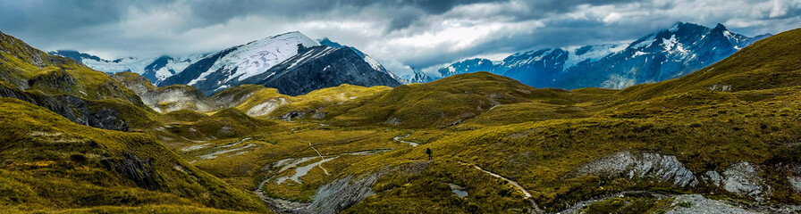 panoramic view of the alpan mountains of Cascade Saddle, New Zealand