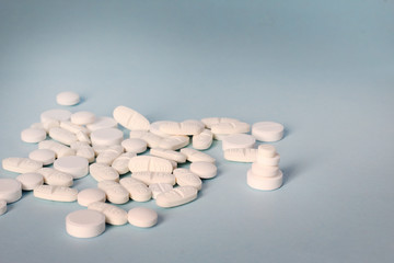 pills on blue background